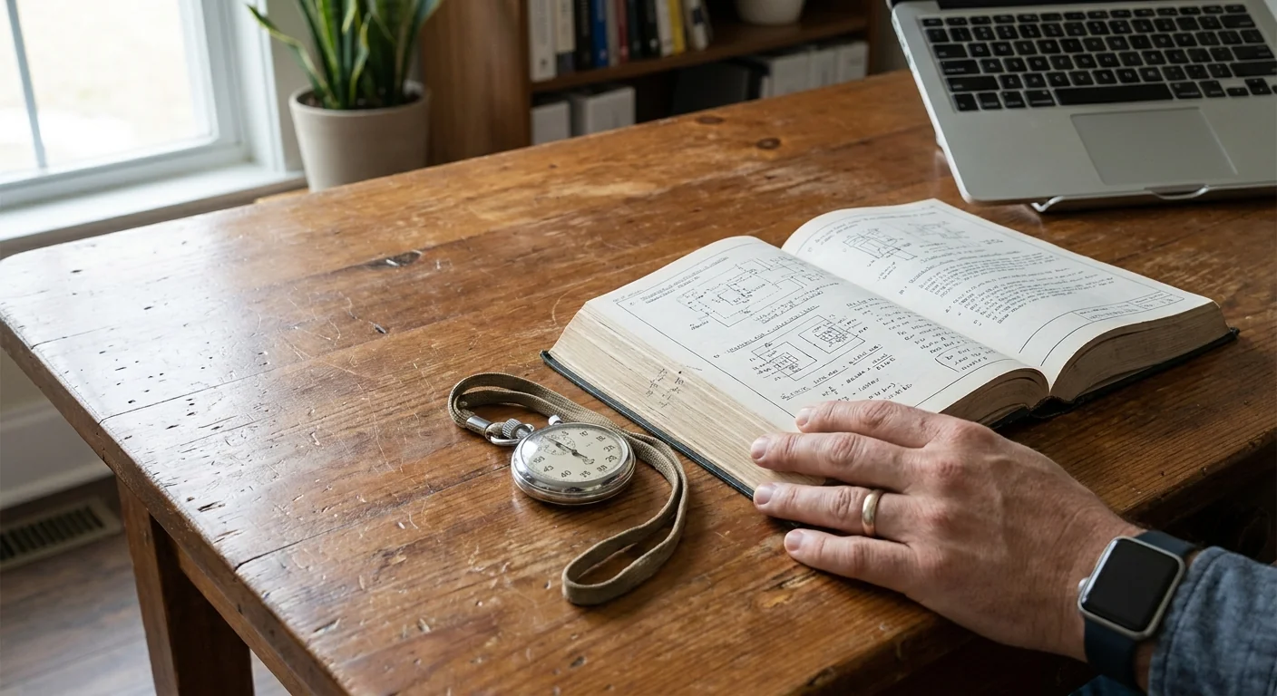 Détail sur un chronomètre et des manuels sur un bureau en bois, illustrant le facteur temps et apprentissage dans un comparatif de plateformes email.